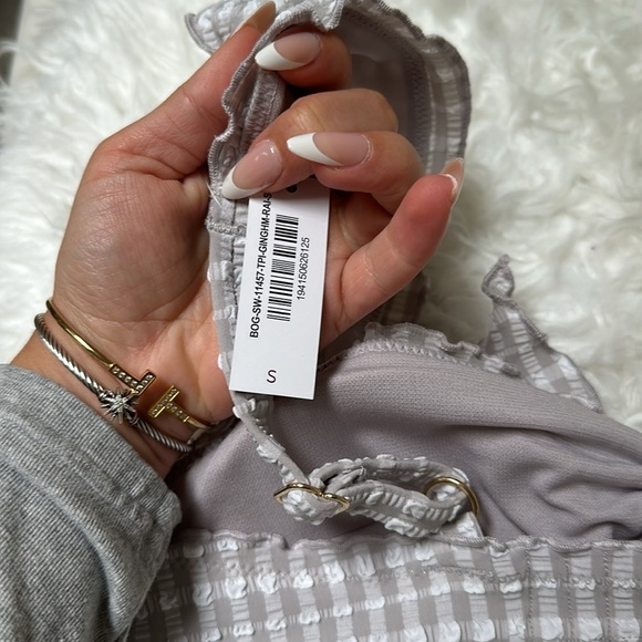 BRAND NEW Adore me Steph contour checked print bikini set in grey - Picture 4 of 8